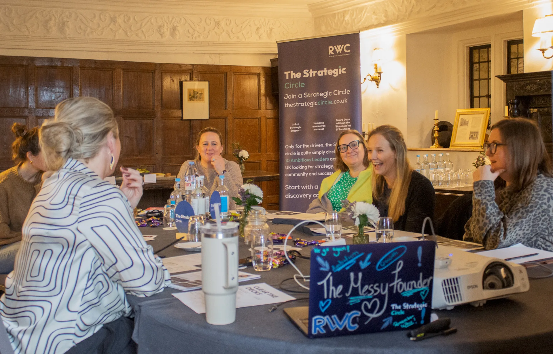 Strategic Circle members gathered around a Board Day table at a panelled country house